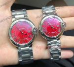 Fake Ballon Bleu de Cartier Red Face Stainless Steel Watches